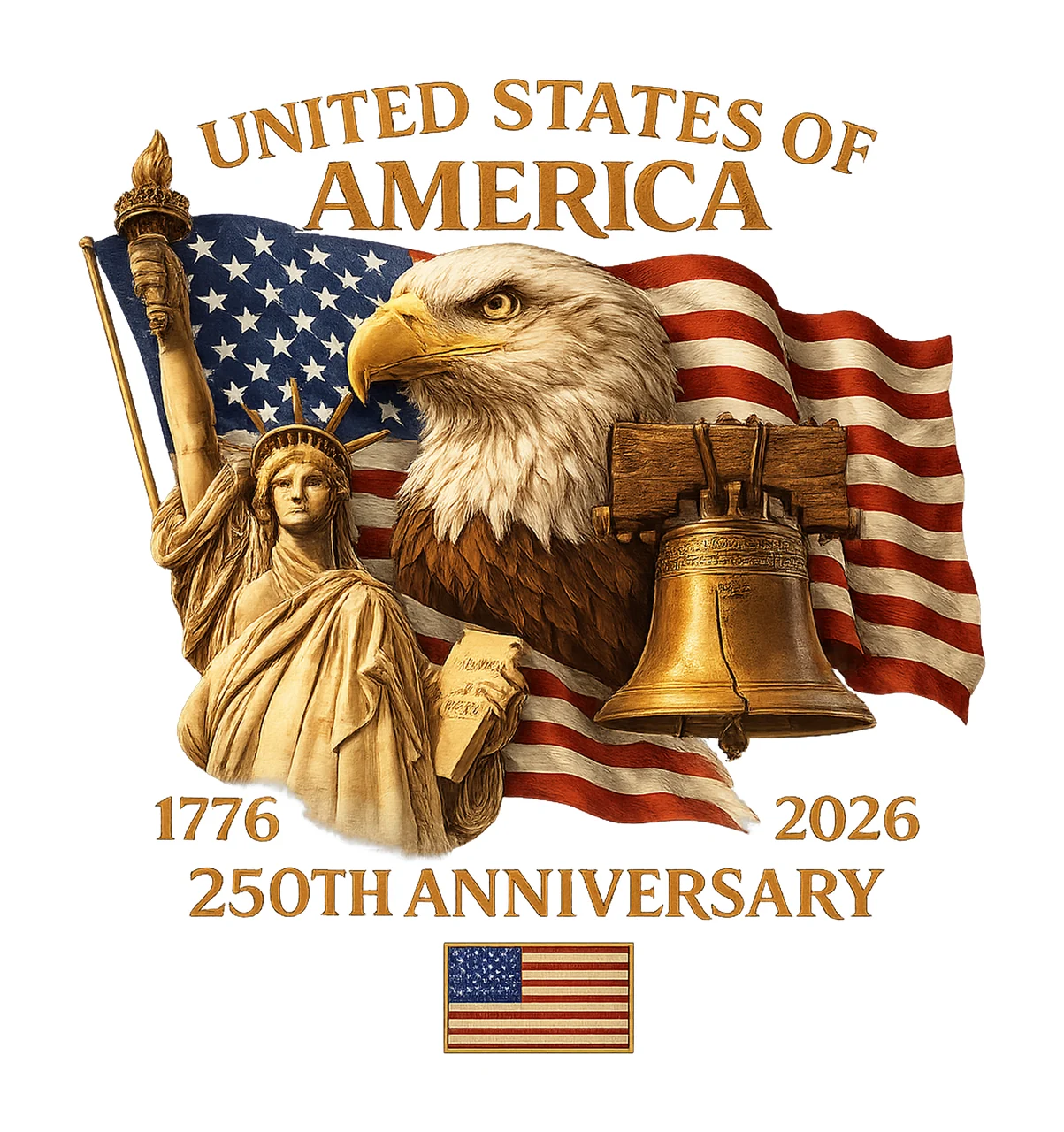 America 250th Anniversary Art Patriotic Eagle Liberty Design