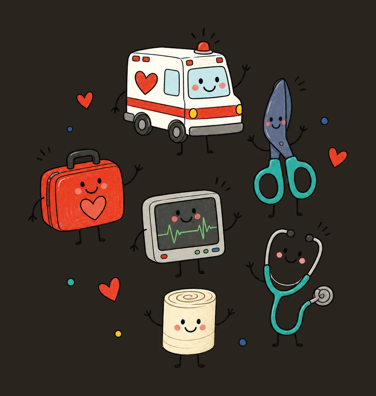 EMT Doodle Character Emergency Medical Variation C contrast preview thumbnail