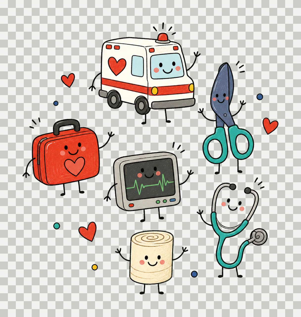 EMT Doodle Character Emergency Medical Variation C transparency and detail preview thumbnail