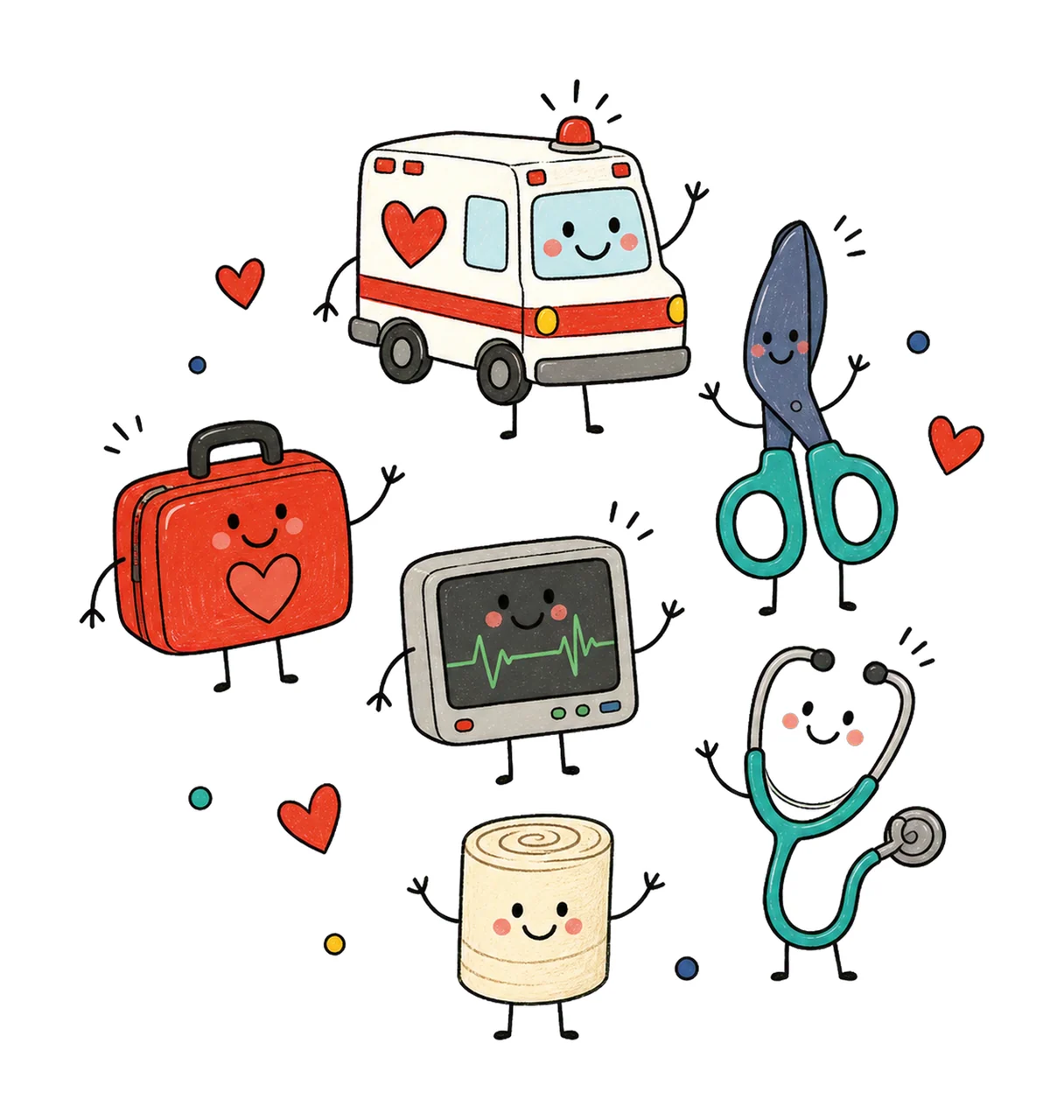 EMT Doodle Character Emergency Medical Variation C