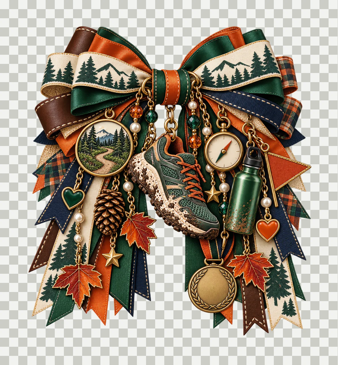 Cross Country Running PNG, Trail Shoe and Stopwatch Coquette Bow, No Text Sublimation Clipart, Transparent Digital Download transparency and detail preview thumbnail