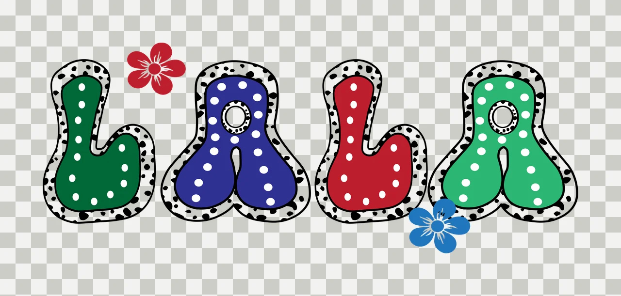 Lala Text With Flower Accents Graphic decorative cartoon black transparency and detail preview thumbnail