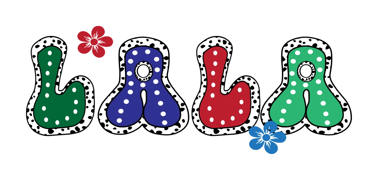 Lala Text With Flower Accents Graphic decorative cartoon black
