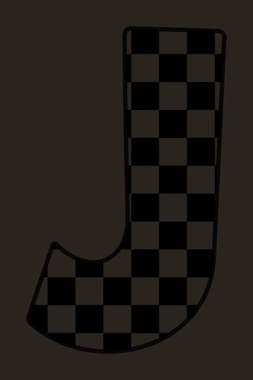 Can Glass Wrap J Letter With Checkerboard Pattern contrast preview thumbnail