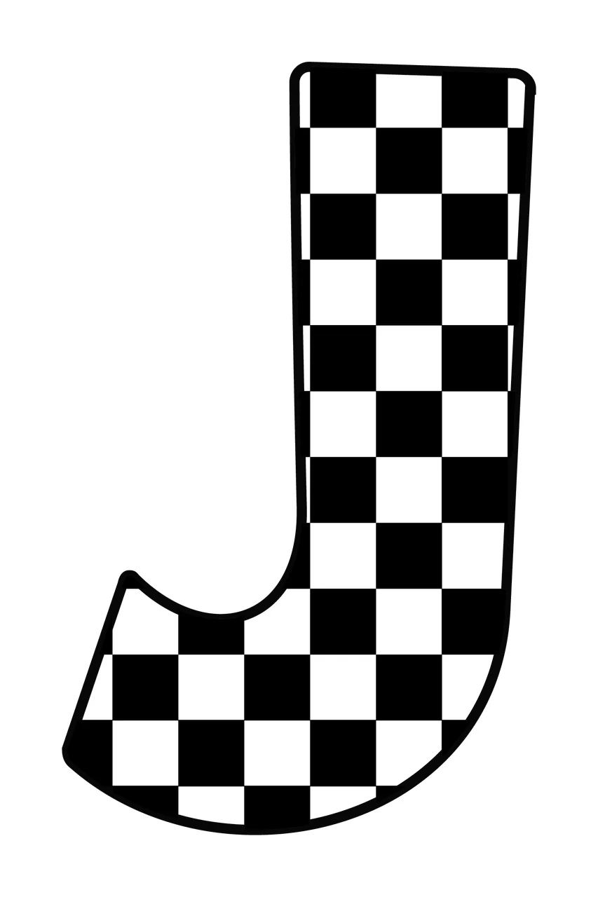 Can Glass Wrap J Letter With Checkerboard Pattern