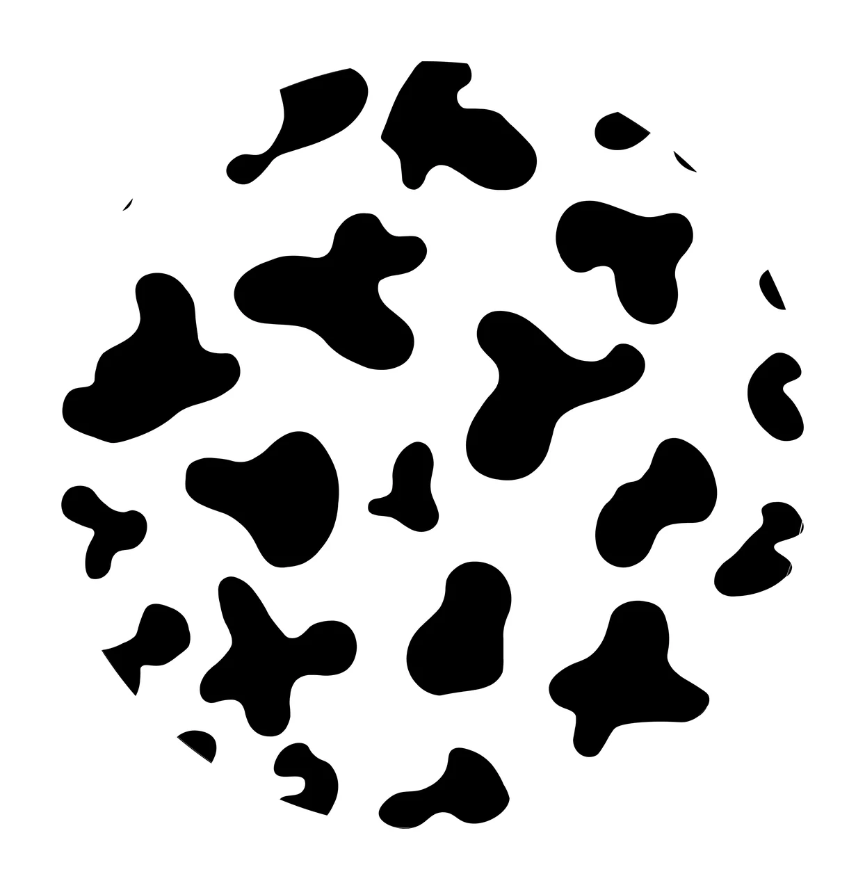 Animal print Illustration with Irregular spots, circle shape, Minimalist and cow print in Black and White