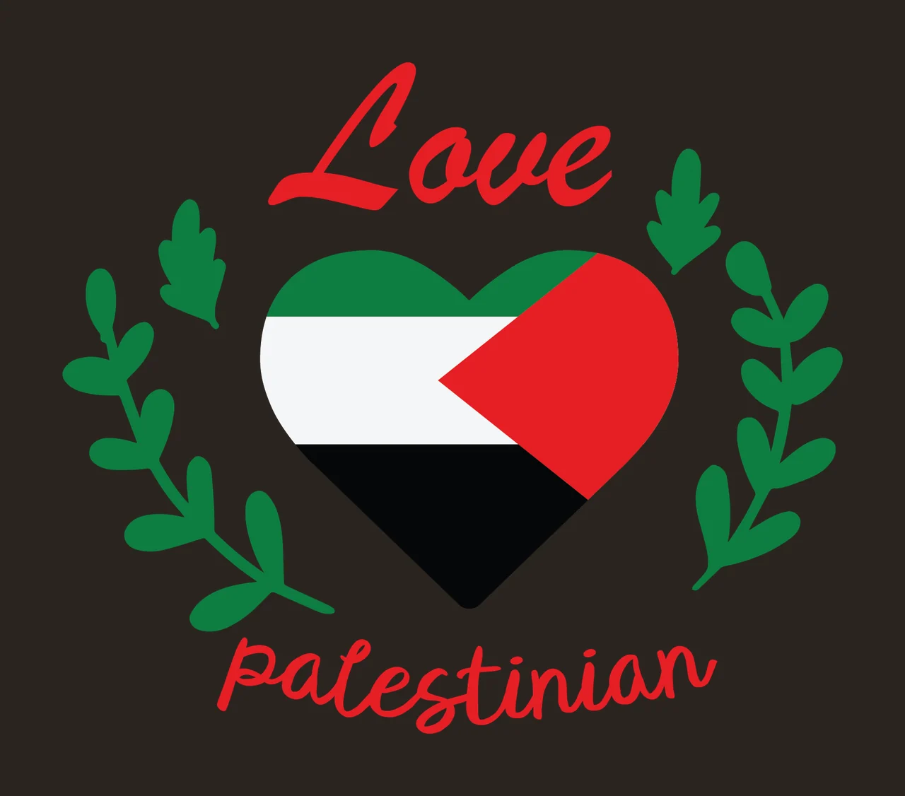 Love Palestinian Heart Floral Design leaves branches minimalist contrast preview thumbnail