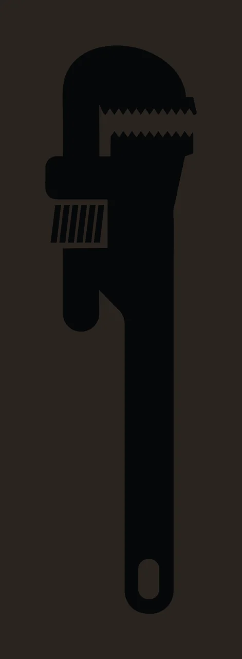 Black Silhouette Of A Heavy Duty Adjustable Plumbing wrench contrast preview thumbnail