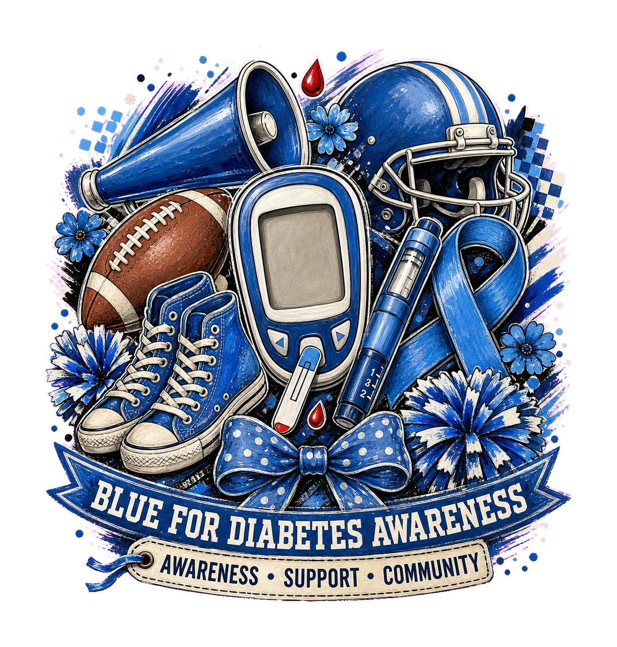 Football Diabetes Awareness Pep Collage bundle 04