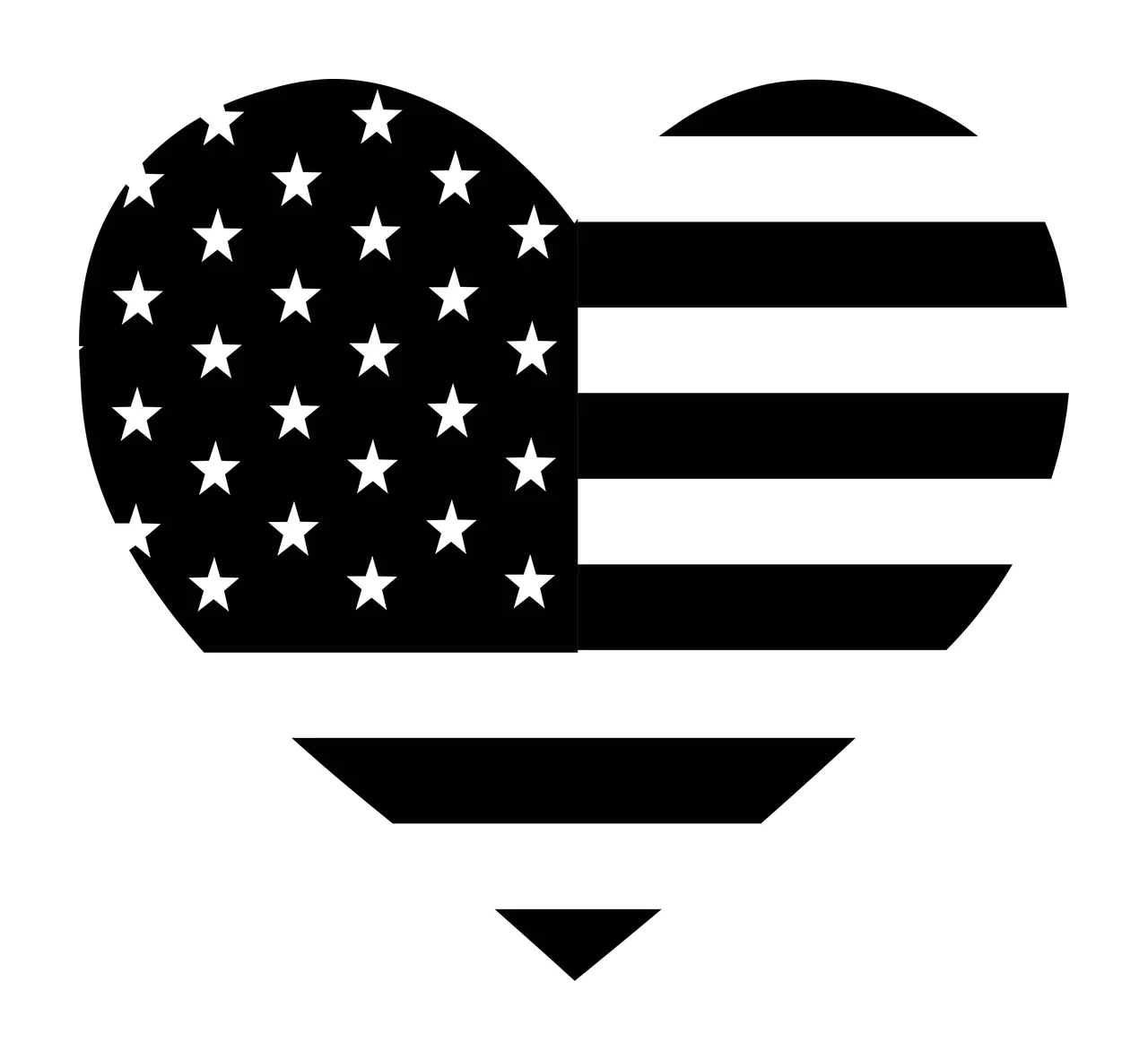 Keychain Heart Shape With Stars And Stripes flag pattern contained