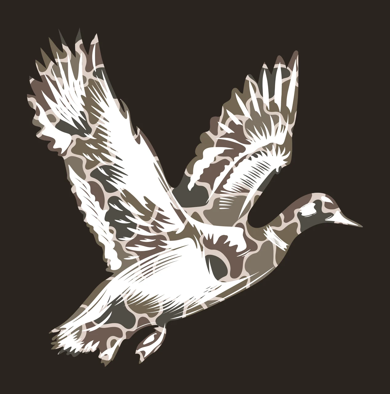 Duck Flying Silhouette Pattern Illustration ornate black white contrast preview thumbnail