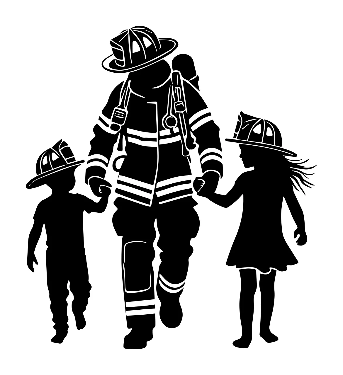 Silhouette Of Person With Children people walking protective clothing