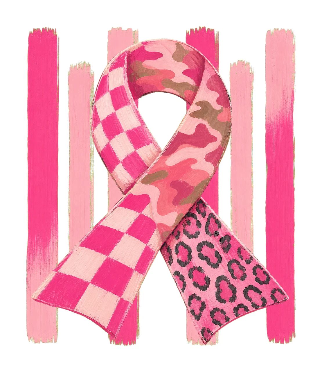 Triple Pattern Pink Awareness Ribbon sublimation Variation C