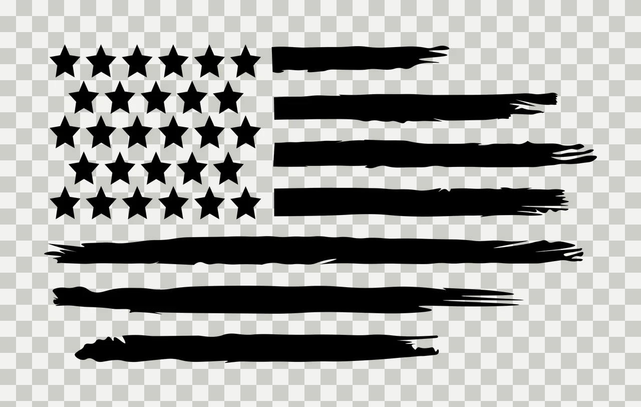 Black Flag American With Distressed Brush Stripes star stripe transparency and detail preview thumbnail