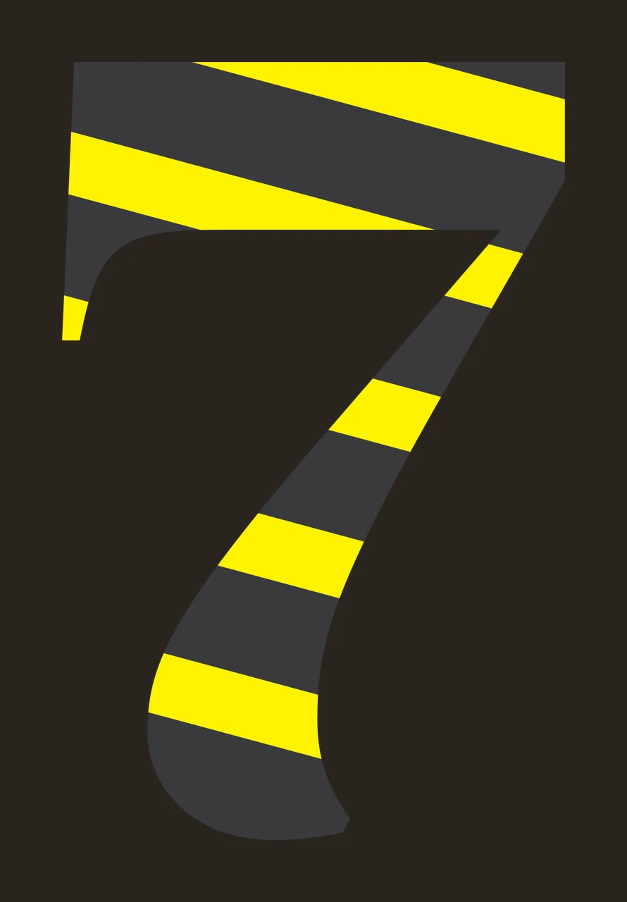 Number 7 Bold Black Numeral Seven With Subtle Textured Lines contrast preview thumbnail