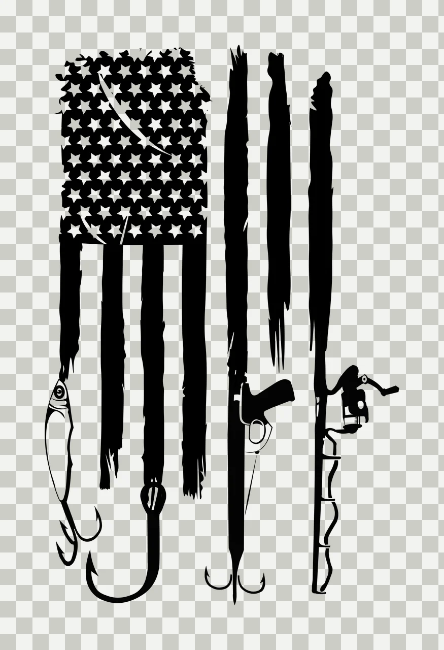 Fishing Usa Flag Gear Graphic Element stars stripes lure hook transparency and detail preview thumbnail