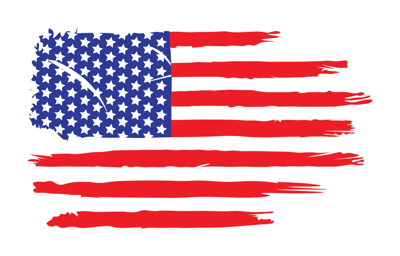 Flag Distressed Graphic With Stars Stripes black white star