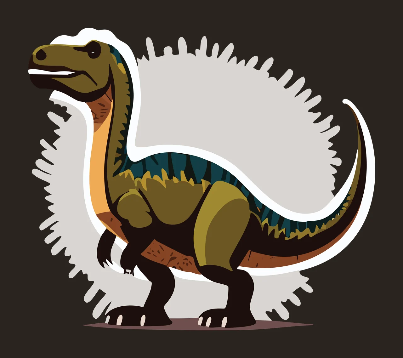 Dinosaur Silhouette With Spiky Circular Background Standing contrast preview thumbnail
