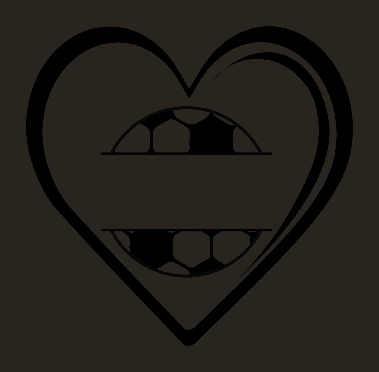 Soccer Split Ball Heart Frame containing outline black white contrast preview thumbnail