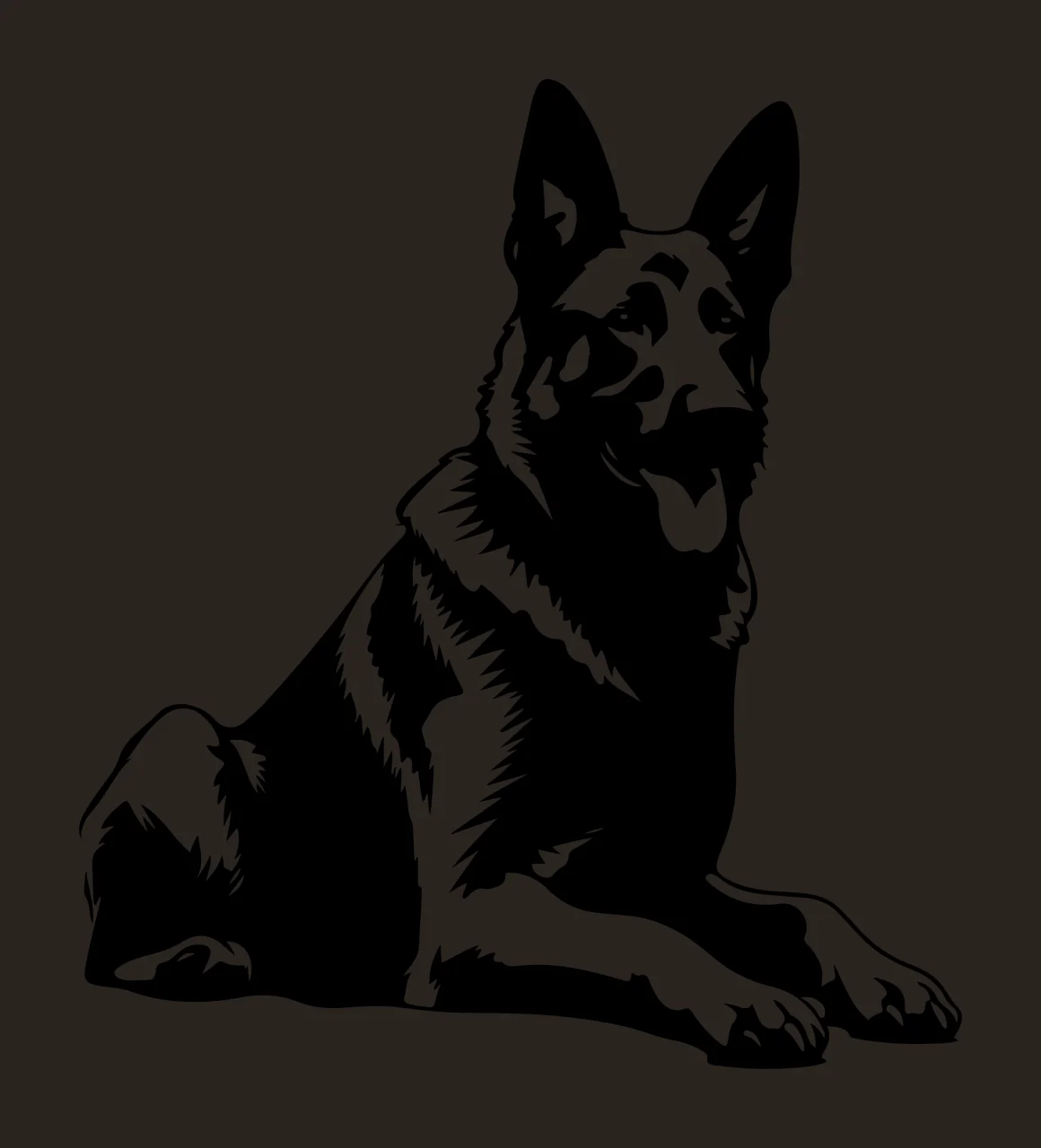 Dog Black And White Shepherd Portrait sitting ears tongue silhouette contrast preview thumbnail