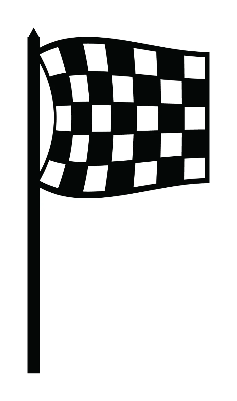 Chequered Racing Flag On A Pole In Black waving pattern graphic