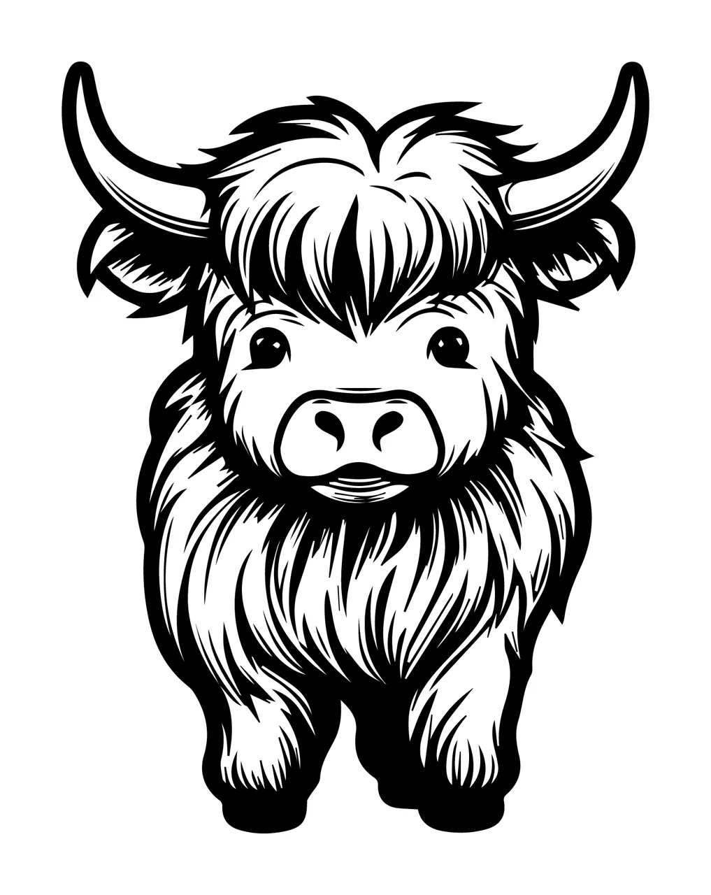 Shaggy Animal With Horns fur black plain 55 F16 Highland Cow 2