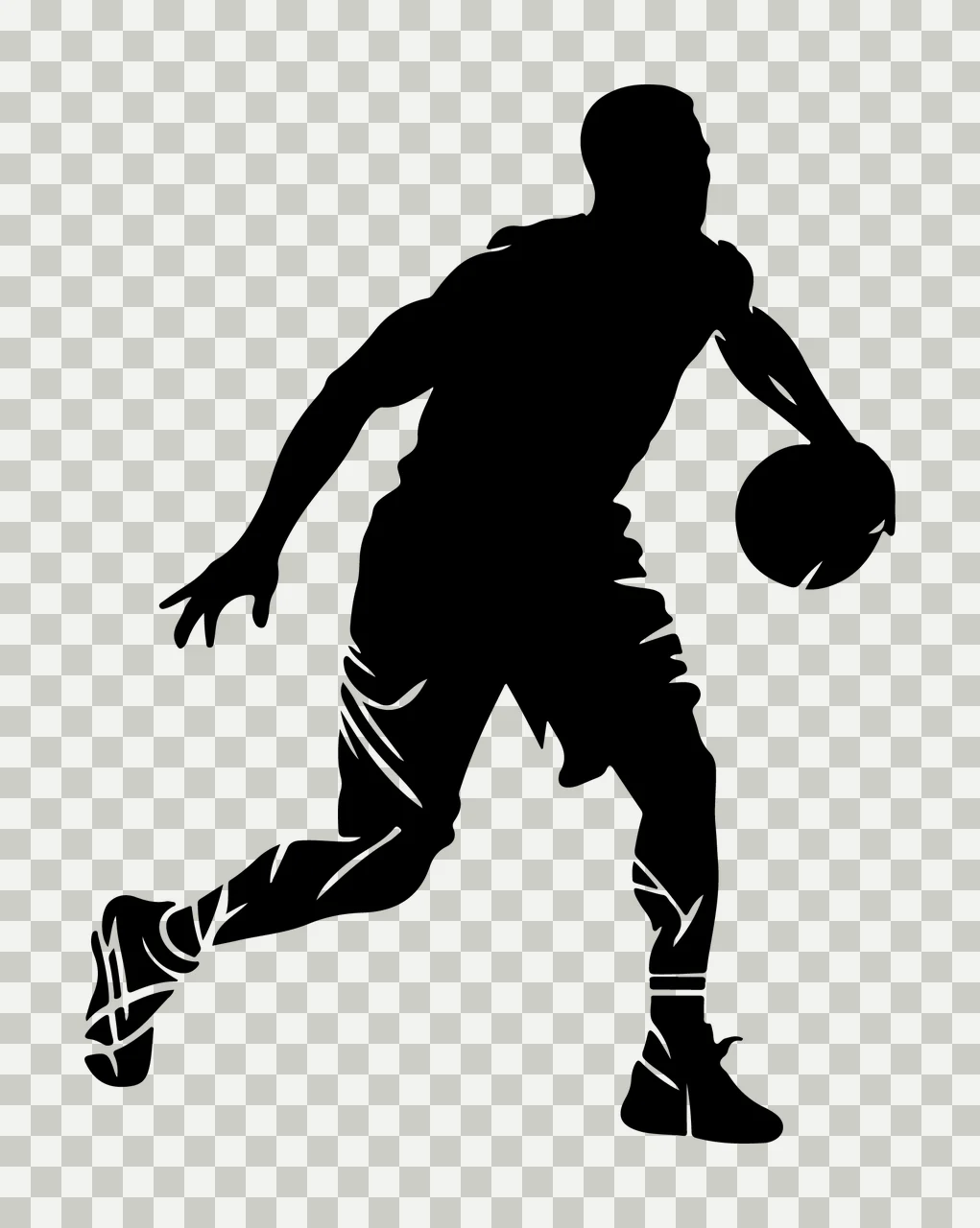 Player Basketball Dribbling Ball Silhouette person black white transparency and detail preview thumbnail