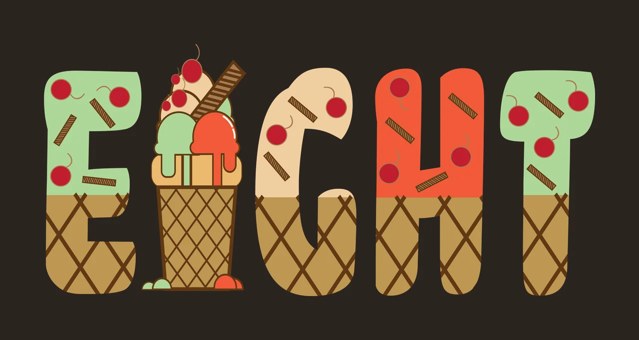 Ice Cream Eight Text With Silhouette typography black white contrast preview thumbnail