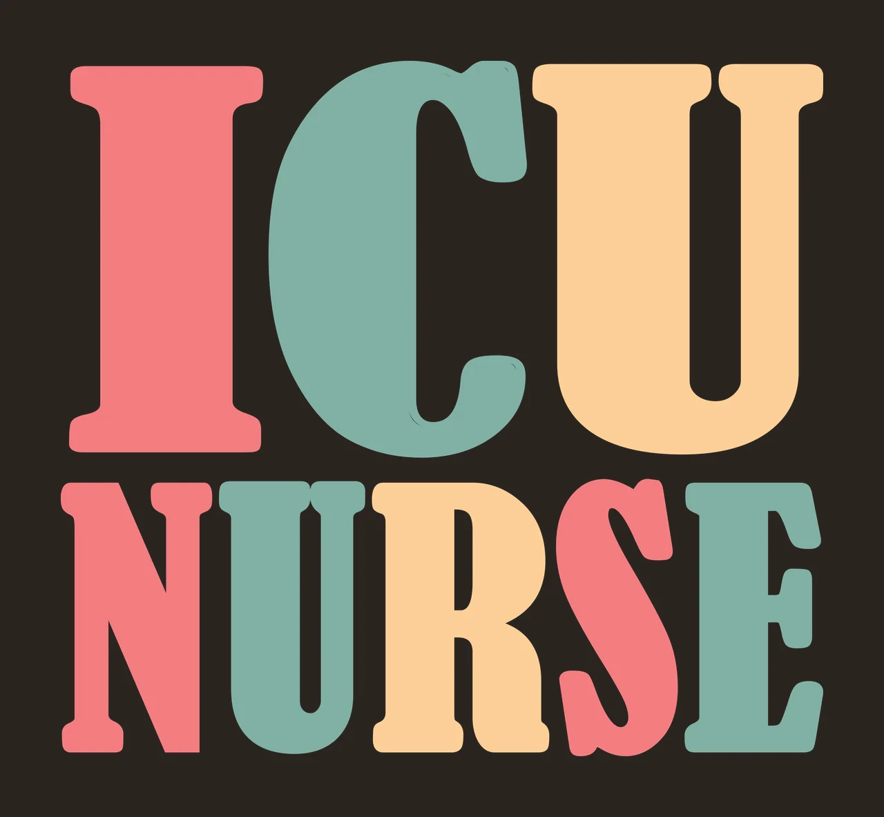Icu Nurse Block Lettering In Black On White Labeling letters contrast preview thumbnail