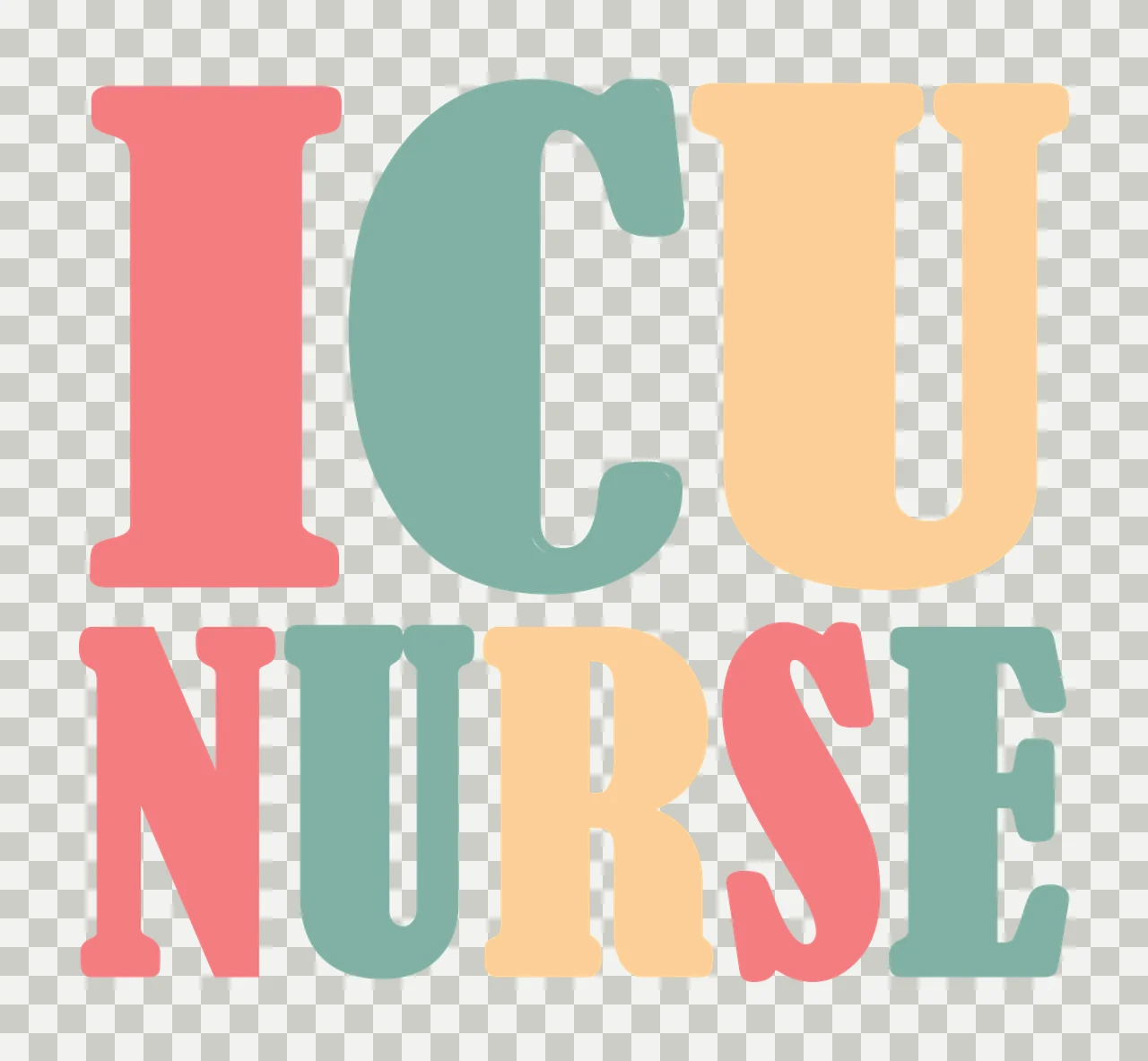 Icu Nurse Block Lettering In Black On White Labeling letters transparency and detail preview thumbnail