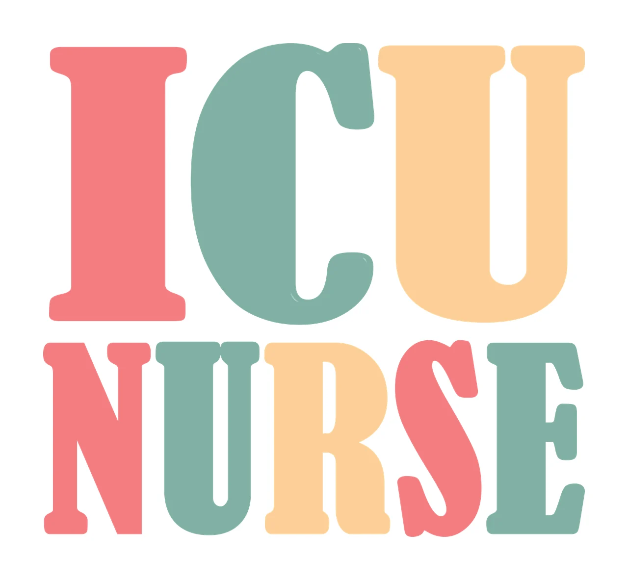 Icu Nurse Block Lettering In Black On White Labeling letters