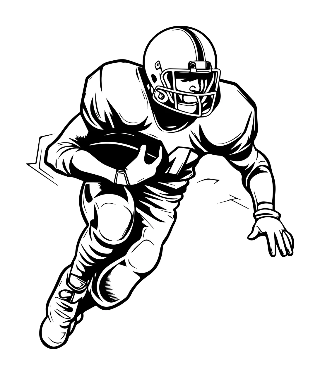 Football Player Running Line Illustration helmet art black