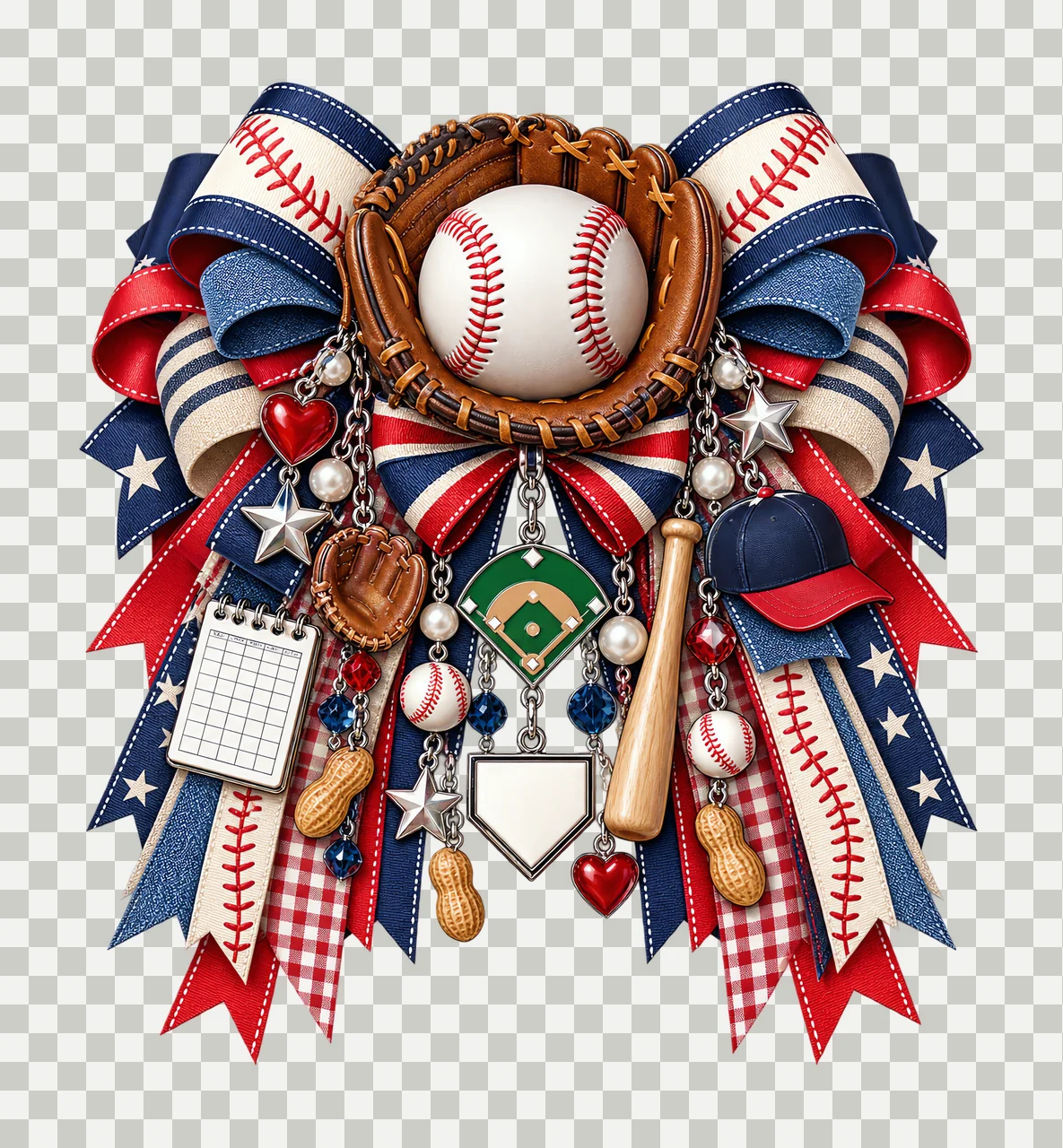 Baseball PNG, Baseball and Glove Coquette Bow, No Text Sublimation Clipart, Transparent Digital Download transparency and detail preview thumbnail