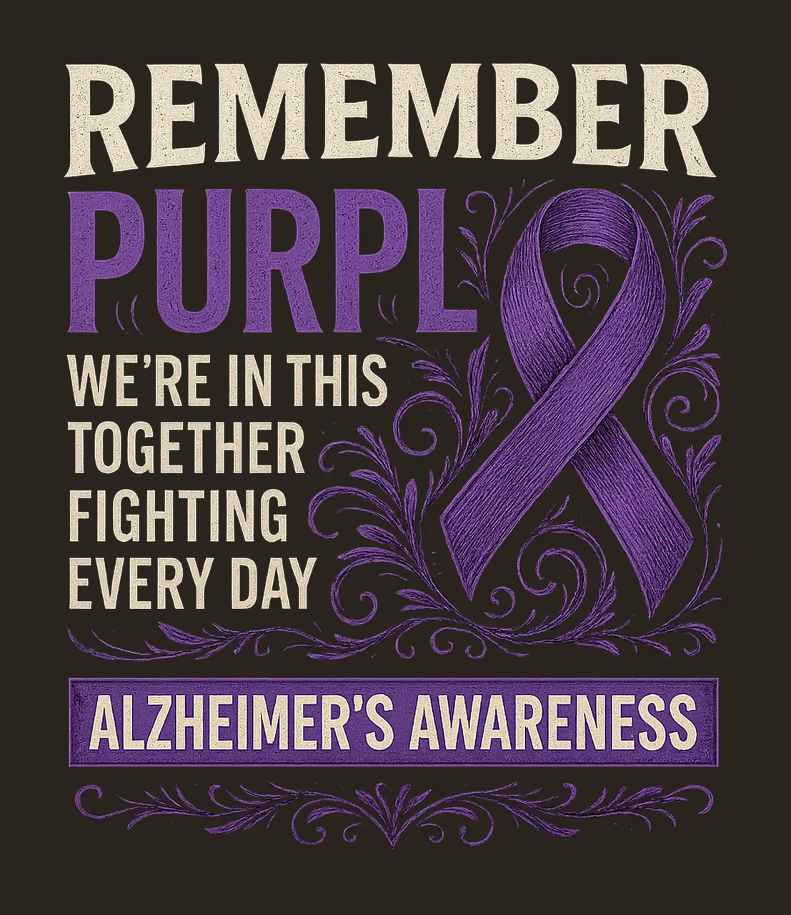 Alzheimers Awareness Remember Purple Ribbon Artwork Health contrast preview thumbnail