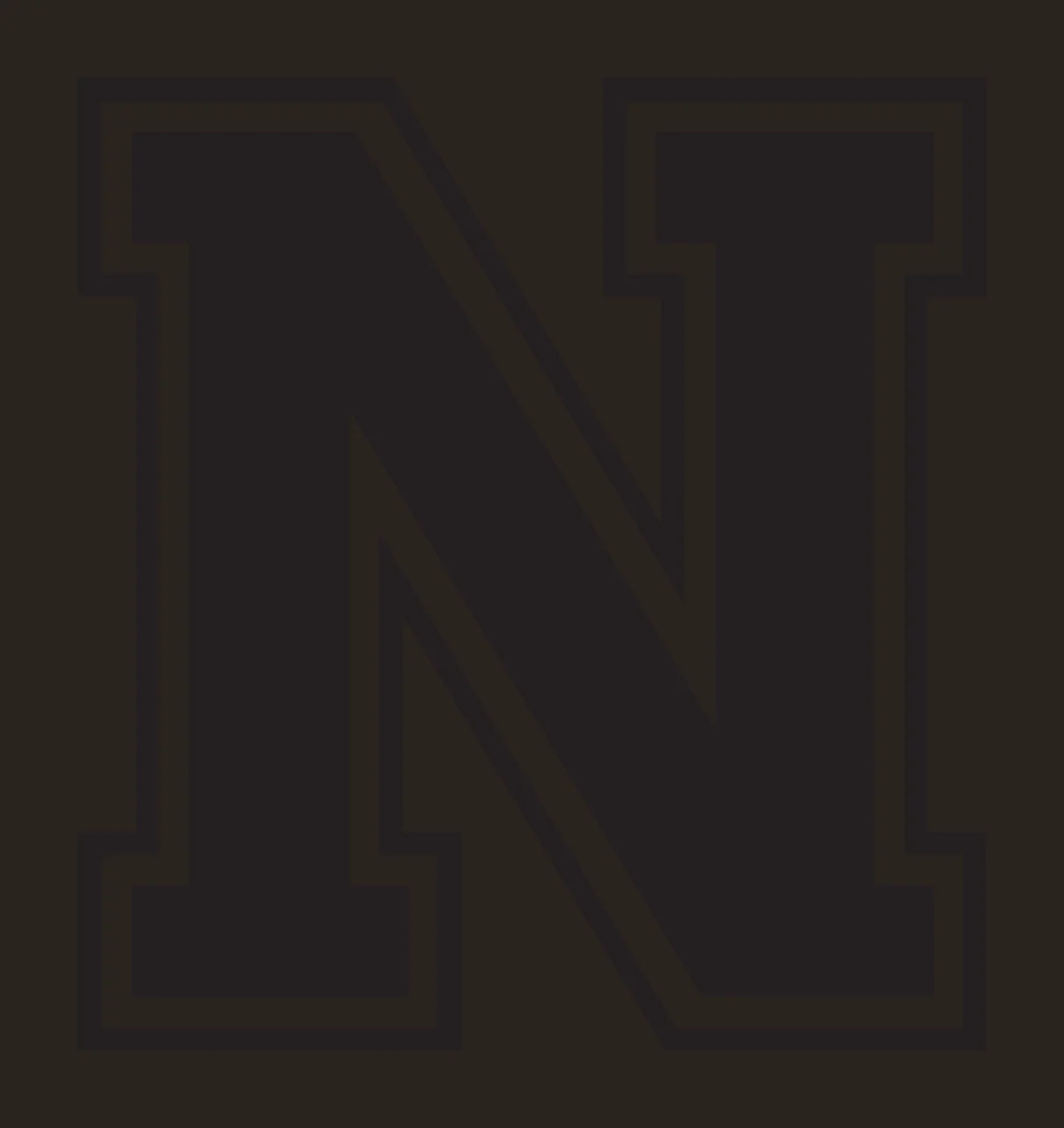 N Letter Design with capital letter N, varsity block font, double outline border and black fill in white contrast preview thumbnail