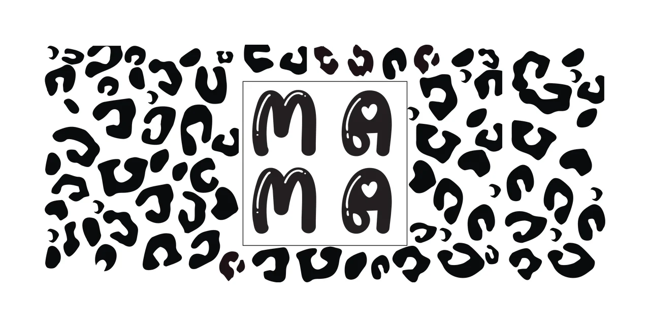 Can Glass Wrap Mama Word With Leopard Print text Over pattern