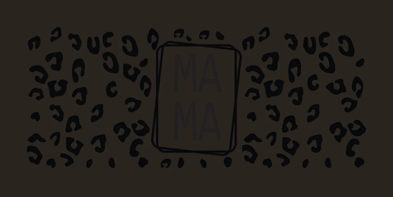 MA MA Letters with Animal Spot Pattern and Frame, Can Glass Wrap Black and White Leopard Print Design contrast preview thumbnail