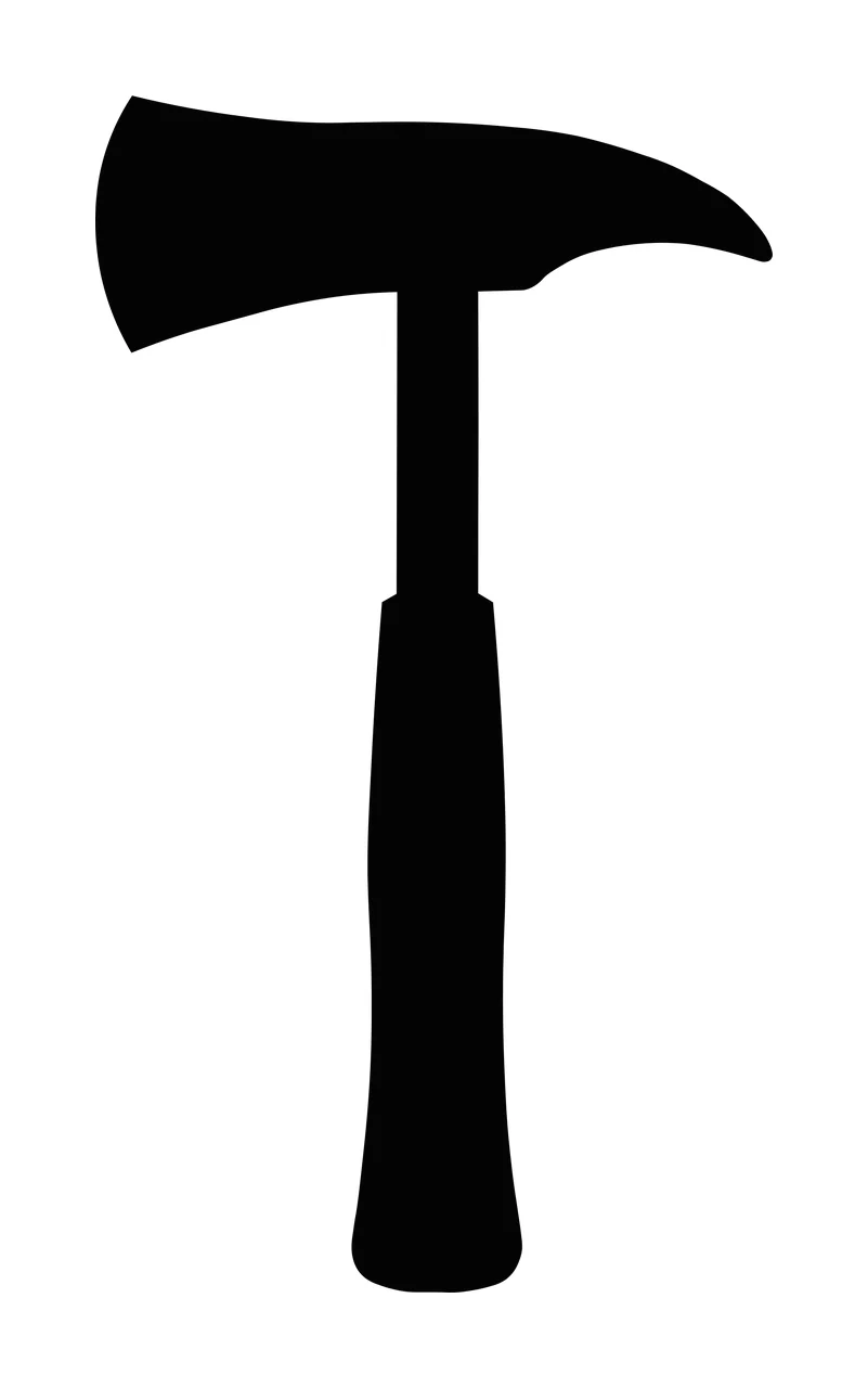 A Black Fire Axe Silhouette With Long Vertical blade handle