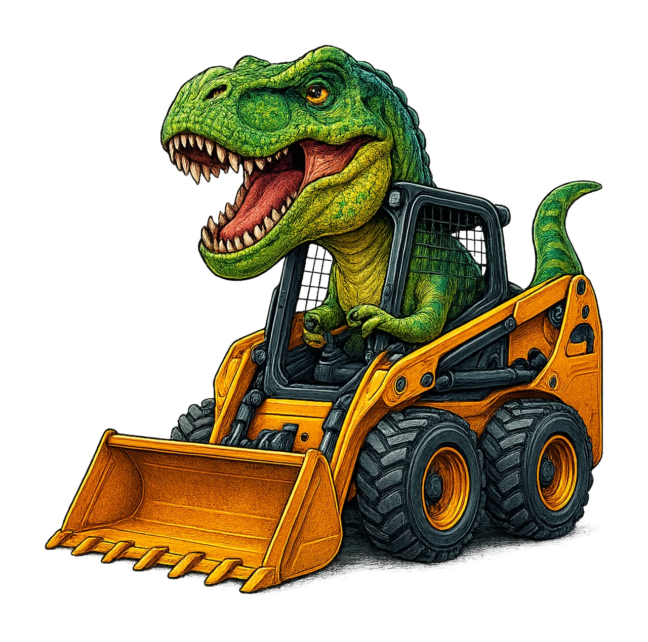 Funny Dinosaur Construction Truck Excavator Rex Design Kids