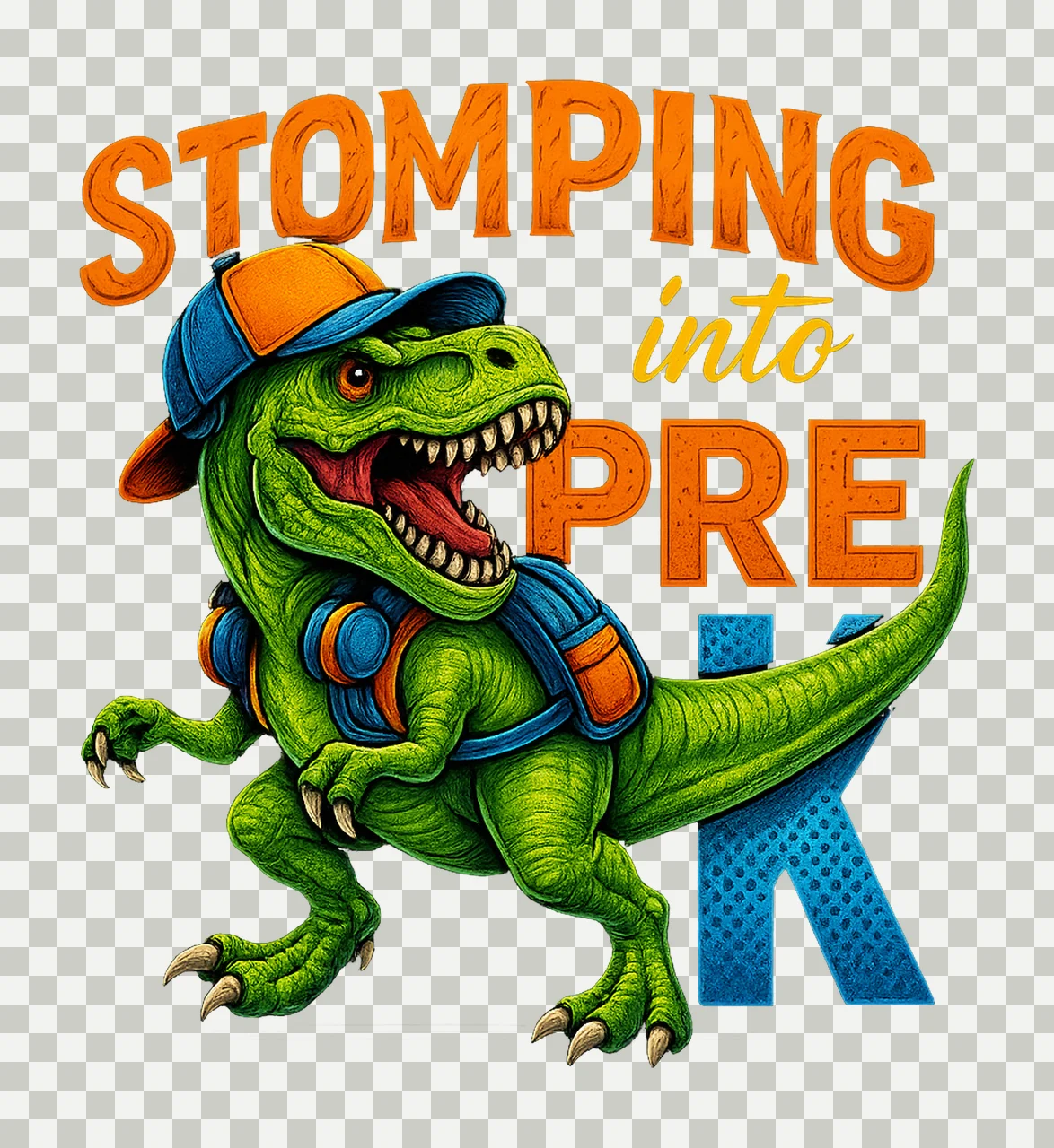 Dinosaur Pre Rex Back to School Outfit Kids Dino Shirt transparency and detail preview thumbnail