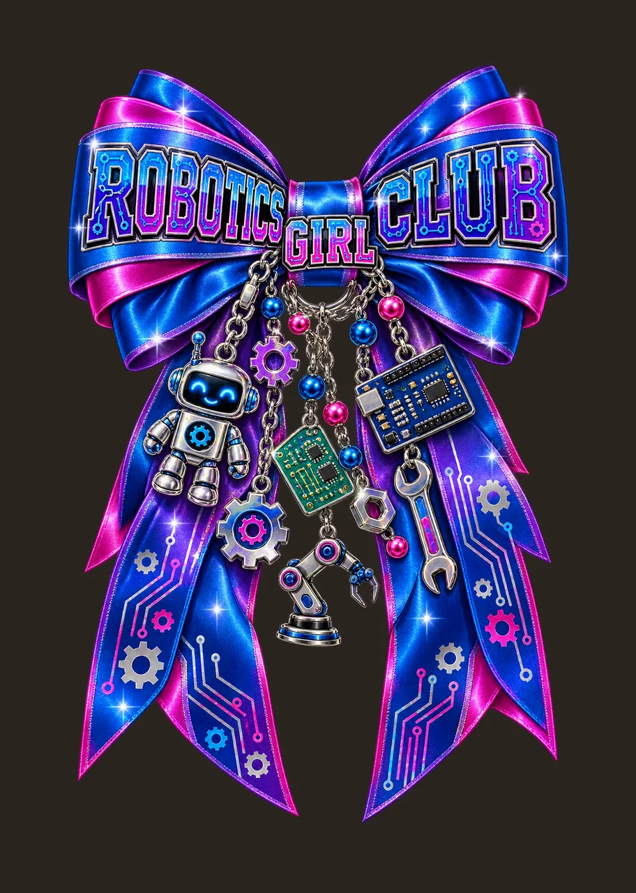 Robotics Club Girl Bow Charm PNG, Coquette Ribbon Sublimation, Transparent Digital Download contrast preview thumbnail