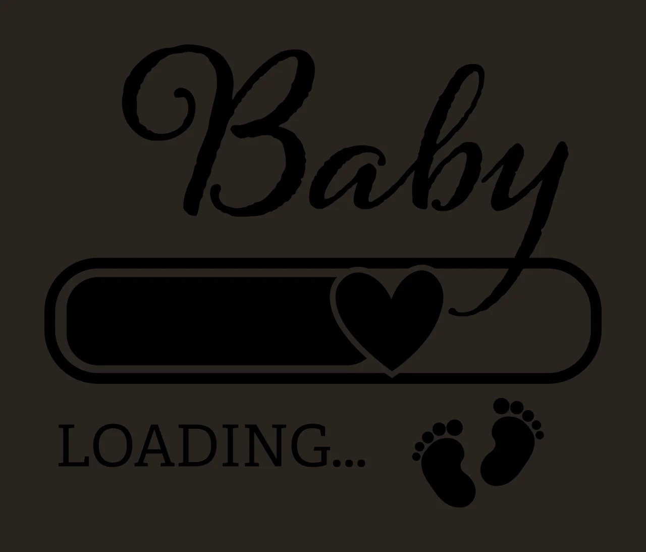 Baby Loading Status Bar With Heart footprints black white contrast preview thumbnail