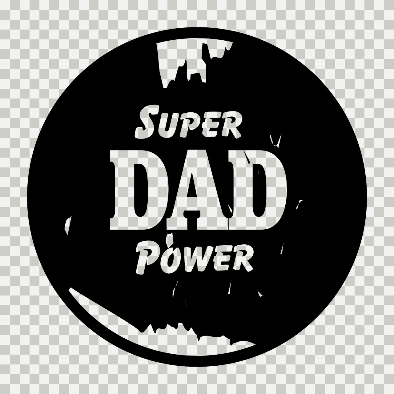 Super Dad Power Distressed Circular Emblem circle black white transparency and detail preview thumbnail