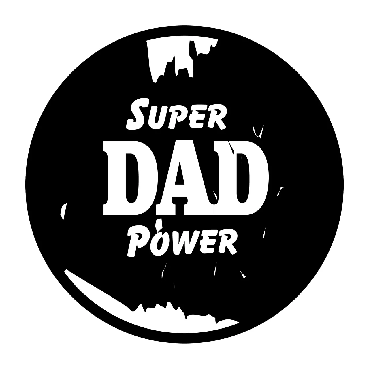 Super Dad Power Distressed Circular Emblem circle black white
