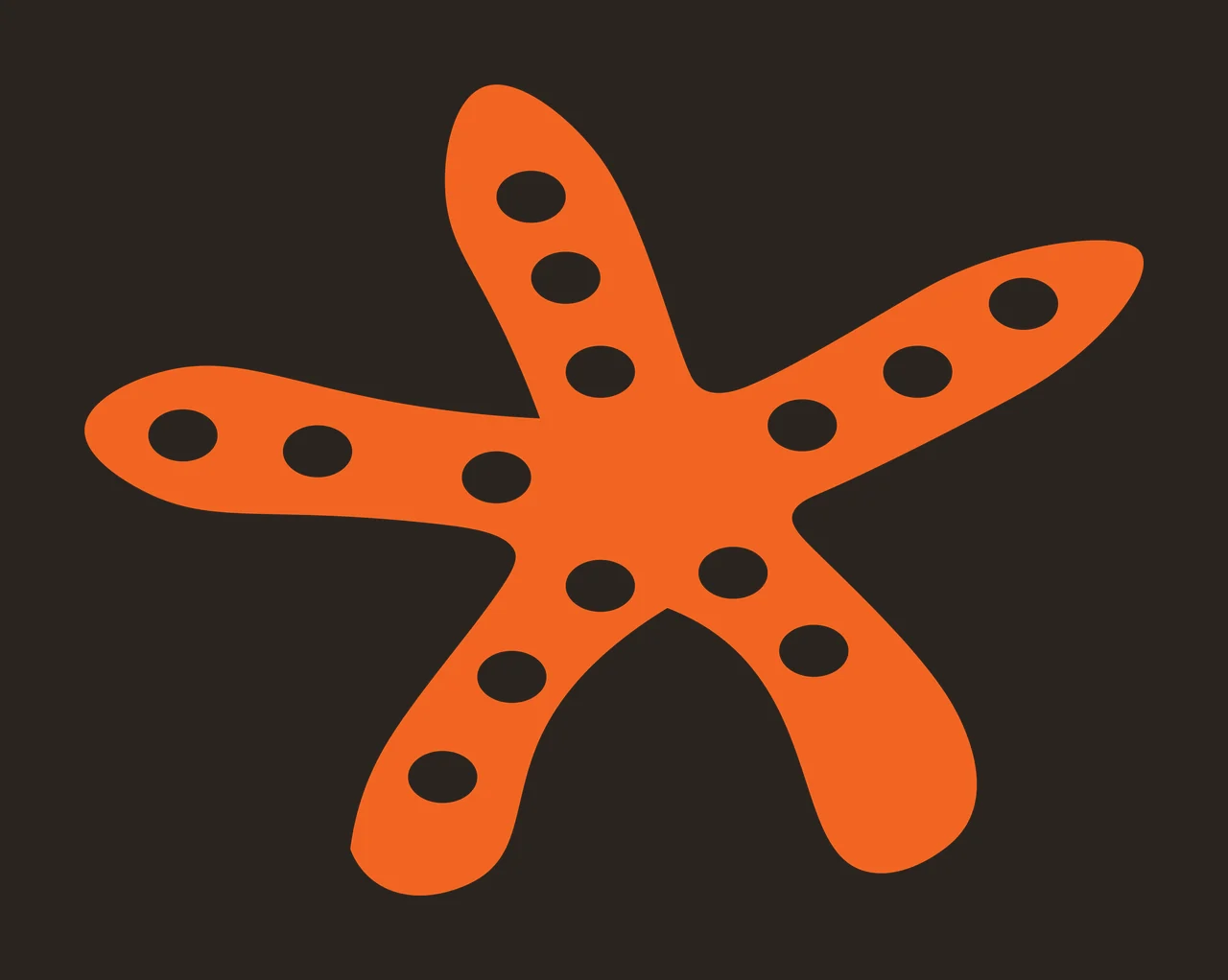 Starfish Illustration with polka dots, white dots and rounded arms in orange contrast preview thumbnail