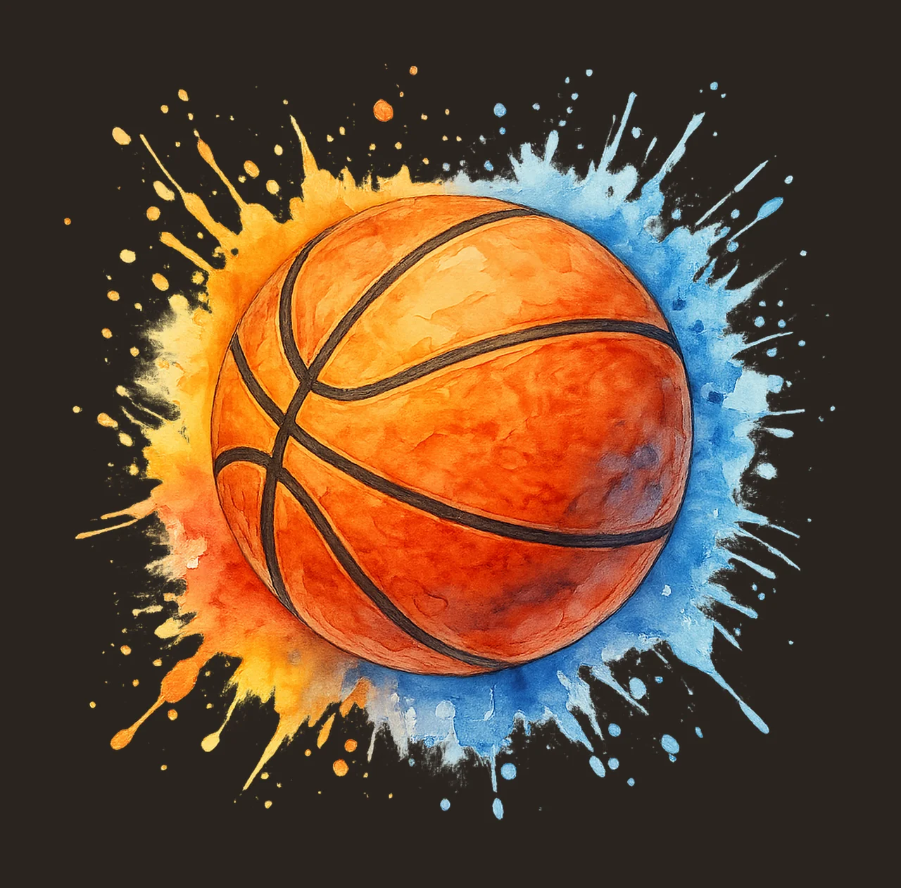 Sport Basketball Splash With Watercolour orange blue yellow contrast preview thumbnail