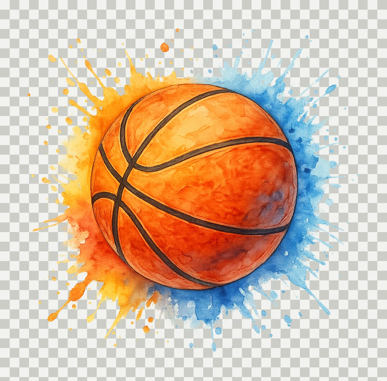 Sport Basketball Splash With Watercolour orange blue yellow transparency and detail preview thumbnail