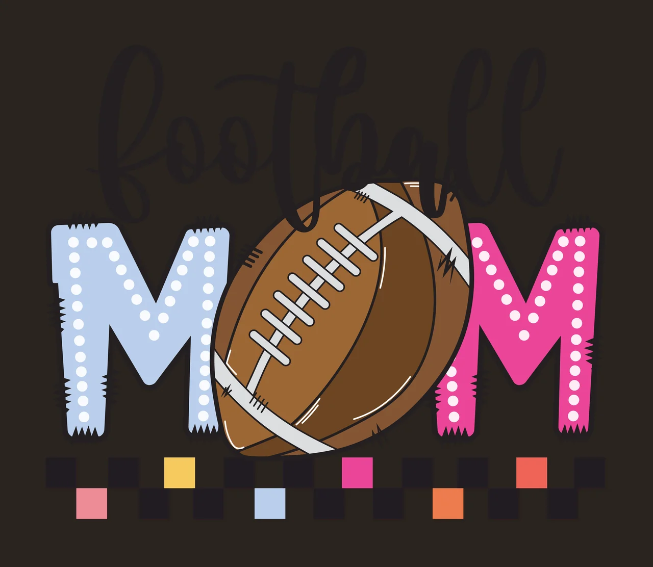 Football Mom With Checkerboard Pattern displaying typographic contrast preview thumbnail
