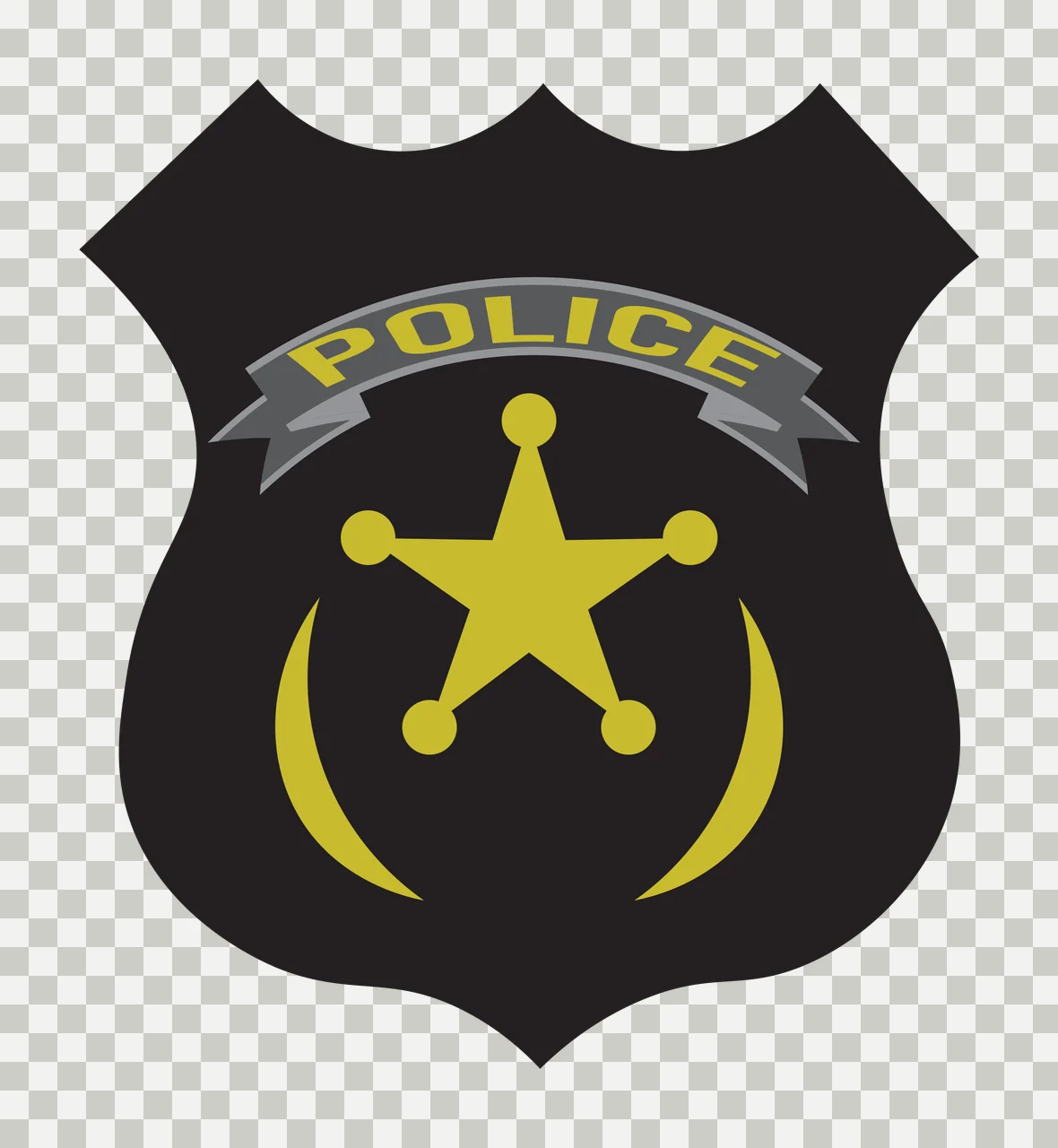 Simple Black Emblem Shape With A Notched Top static shield transparency and detail preview thumbnail