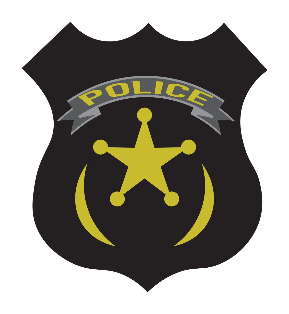 Simple Black Emblem Shape With A Notched Top static shield